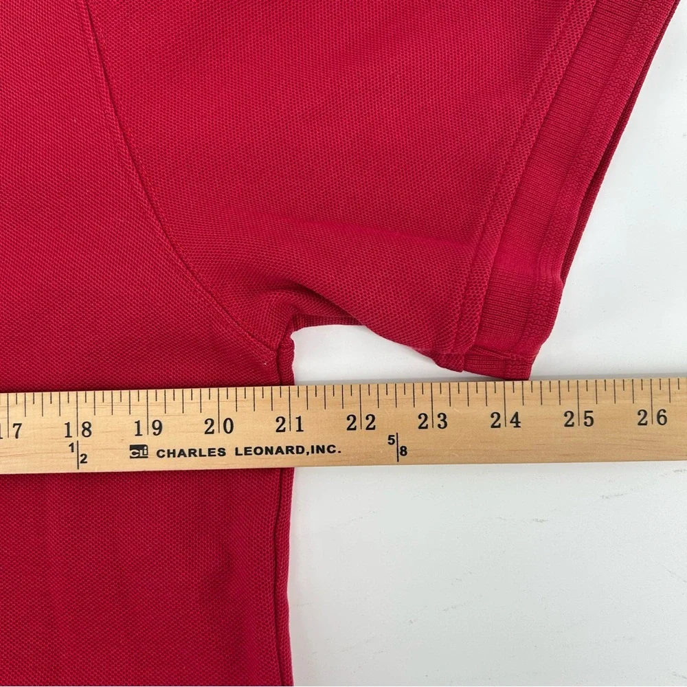 LL Bean Polo Shirt Mens Medium Red Slightly Fitted‎ Short Sleeve Classic Preppy